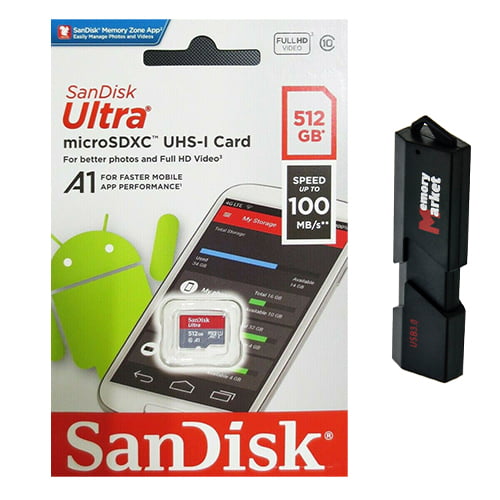 SanDisk Ultra A1 128GB MicroSD XC Class 10 UHS-1 Mobile Memory Card LOT of 5 with Ultra high Speed USB 3.0 MemoryMarket MicroSD & SD Memory Card Reader SDSQUAR-128G 5 Pack 